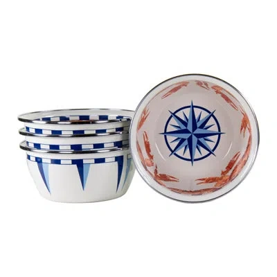 Golden Rabbit Enamelware Crab House 24 Oz. Salad Bowls, Set Of 4