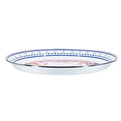 Golden Rabbit Enamelware Crab House Serving Trays In Blue;red