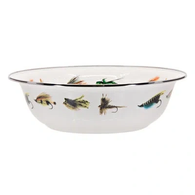 Golden Rabbit Enamelware Fishing Fly 4 Qt. Serving Bowl