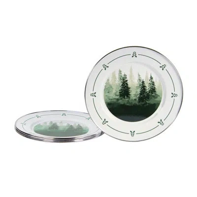 Golden Rabbit Enamelware Forest Glen 10.5" Dinner Plates, Set Of 4 In Green
