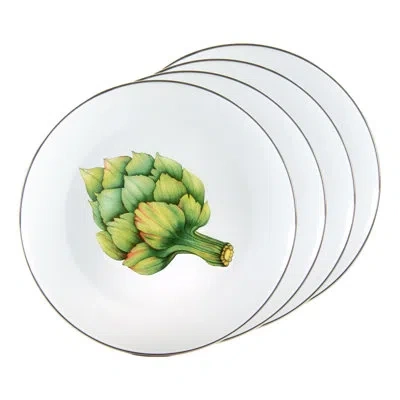 Golden Rabbit Enamelware Fresh Produce 10.5" Dinner Plates, Set Of 4 In Green