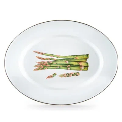 Golden Rabbit Enamelware Fresh Produce Oval Platter In White