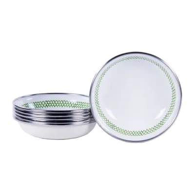 Golden Rabbit Enamelware Green Scallop 4 Oz. Tasting Dishes, Set Of 6