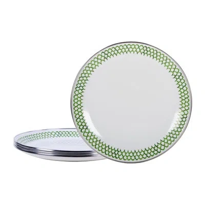 Golden Rabbit Enamelware Green Scallop 8.5" Salad Plates, Set Of 4