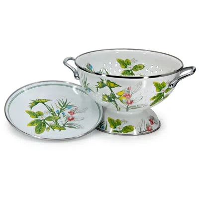 Golden Rabbit Enamelware Herbs Colander Set In Green