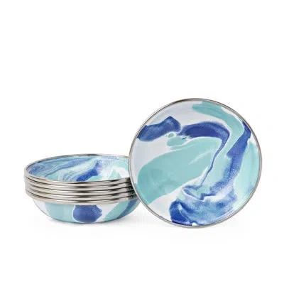 Golden Rabbit Enamelware Lagoon 4 Oz. Tasting Dishes, Set Of 6 In Blue;teal