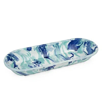 Golden Rabbit Enamelware Lagoon Oval Basket In Blue