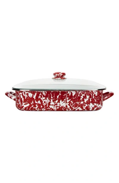 Golden Rabbit Enamelware Lidded Roasting Pan In Red