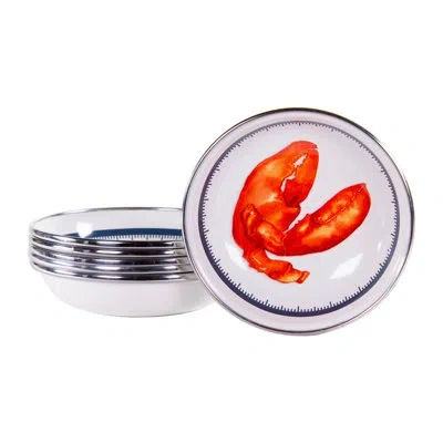 Golden Rabbit Enamelware Lobster 4 Oz. Tasting Dishes, Set Of 6 In Red;blue