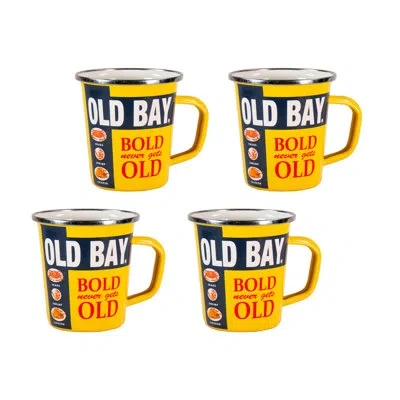 Golden Rabbit Enamelware Old Bay 16 Oz. Latte Mugs, Set Of 4 In Yellow