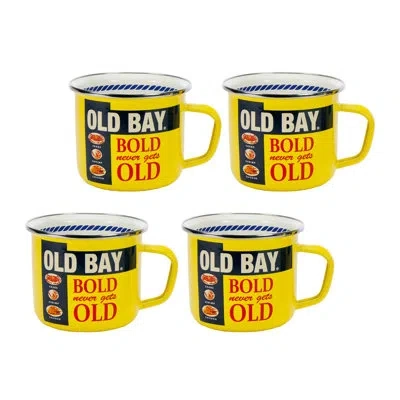 Golden Rabbit Enamelware Old Bay 24 Oz. Grande Mugs, Set Of 4 In White;gray;red;yellow