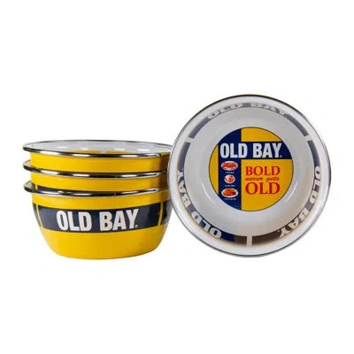 Golden Rabbit Enamelware Old Bay 24 Oz. Salad Bowls, Set Of 4 In Blue;red;yellow