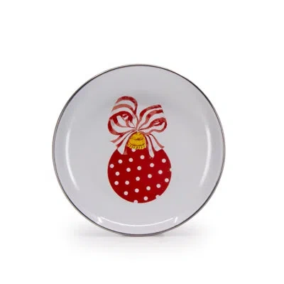 Golden Rabbit Enamelware Ornament 5.75" Appetizer Plates, Set Of 4 In Red