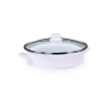 Golden Rabbit Enamelware Saute Pan With Lid In Solid White Textured