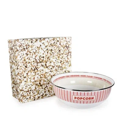 Golden Rabbit Enamelware Showtime Popcorn Bowl In Pink