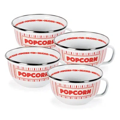 Golden Rabbit Enamelware Showtime Set Of 4 Sharing Bowls In Red;yellow