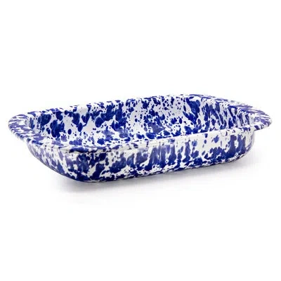Golden Rabbit Enamelware Swirl Baking Pan In Cobalt Swirl