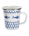 Golden Rabbit Fish Camp Enamelware Latte Mugs, Set Of 4 In Blue