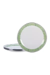 GOLDEN RABBIT GREEN SCALLOP ENAMELWARE PLATES, SET OF 4