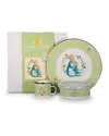 Golden Rabbit Kid's Polka Dot Peter Rabbit 3-piece Dinnerware Set In Blue