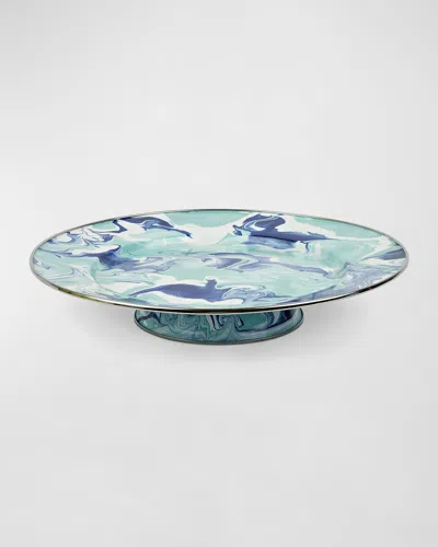 Golden Rabbit Lagoon Cake Plate In Blue