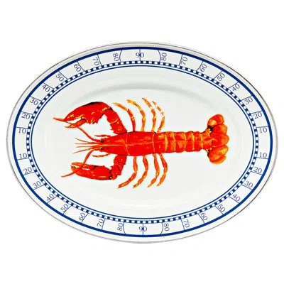 Golden Rabbit Lobster Oval Platter In Blue;white;red
