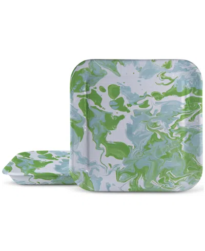 Golden Rabbit Modern Monet Square Trays, Set Of 2 In Green