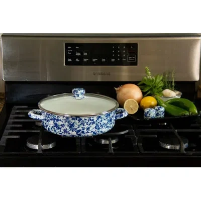 Golden Rabbit Ocean 3 Quarts Non-stick Enamelware Saute Pan With Lid In Blue