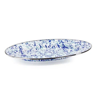 Golden Rabbit Ocean Enamelware; Carbon Steel; Porcelain; Stainless Steel Platter In White;blue
