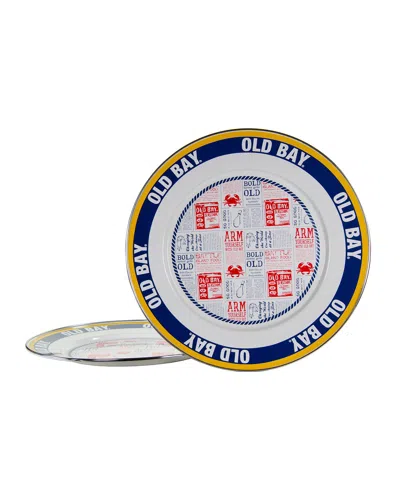 Golden Rabbit Old Bay Charger Plates, Set Of 2 In White
