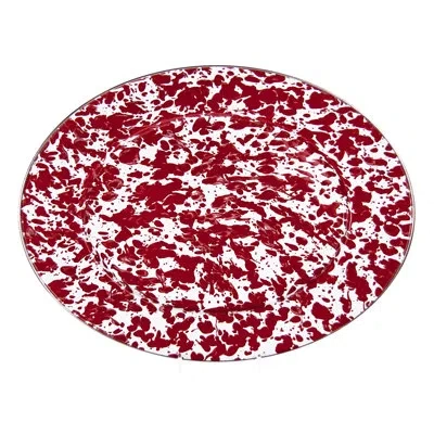 Golden Rabbit Red Swirl Oval Platter
