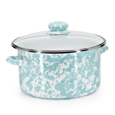 Golden Rabbit Sea Glass 6 Qt. Non-stick Enamelware Stock Pot With Lid