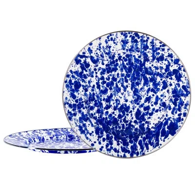 Golden Rabbit Set Of 2 Cobalt Swirl Chargers