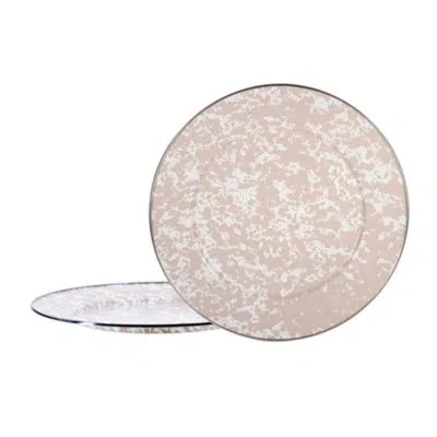 Golden Rabbit Set Of 2 Taupe Swirl Chargers In Tan