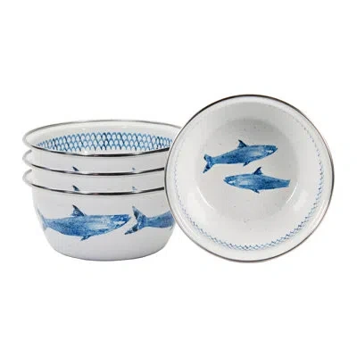 Golden Rabbit Set Of 4 Fish Camp Salad Bowls In Green