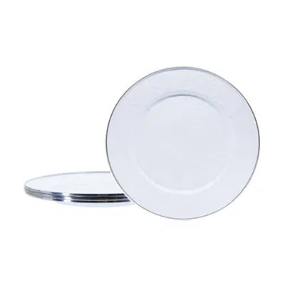 Golden Rabbit Set Of 4 Solid Red Dinner Plates In Solid White Textured