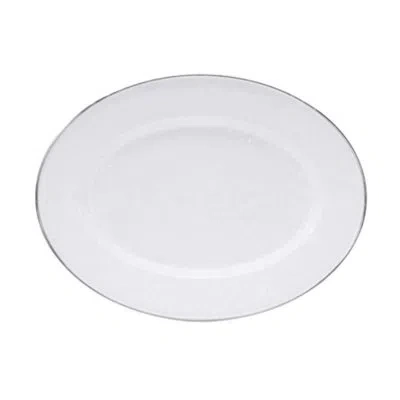 Golden Rabbit Solid Black Oval Platter In Solid White Textured