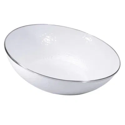 Golden Rabbit Solid White Enamelware Catering Bowl