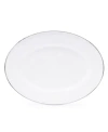 Golden Rabbit Solid White Enamelware Collection 16" X 12" Oval Platter In White