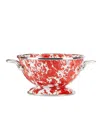 Golden Rabbit Swirl Enamelware Collection 1 Quart Colander In Red