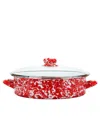 Golden Rabbit Swirl Enamelware Collection 8 Quart Saute Pan In Red