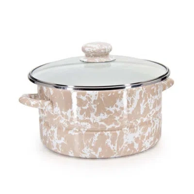 Golden Rabbit Taupe Swirl 6 Quarts Non-stick Enamelware Stock Pot