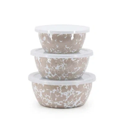 Golden Rabbit Taupe Swirl Nesting Bowls In Beige;tan