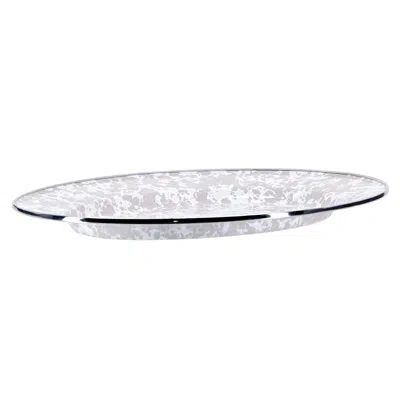 Golden Rabbit Taupe Swirl Platter In White