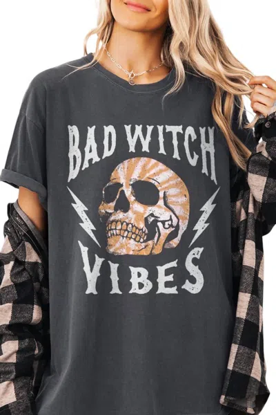 Golden Rose Co Bad Witch Vibes T-shirt In Pepper In Multi