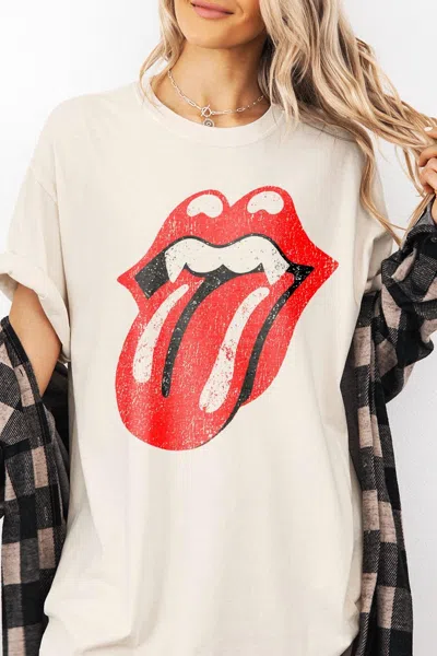 Golden Rose Co Vampire Lips Halloween T-shirt In Ivory In Multi