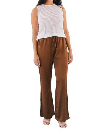 Golden Sam Silky Straight Leg Pants In Brown