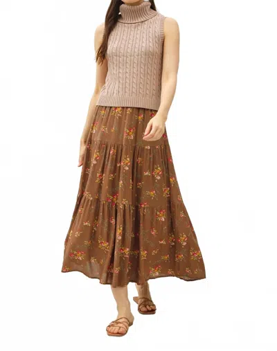 Golden Sira Tiered Skirt In Brown