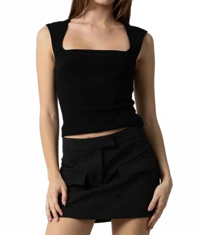 Golden Souza Square Neck Tank Top In Black
