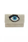 Golden Stella Evil Eye Beaded Mini Clutch In White In White
